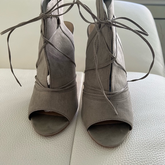 New Look Gray Suede Ankle Open-Toe High Heel 10M - Picture 3 of 7